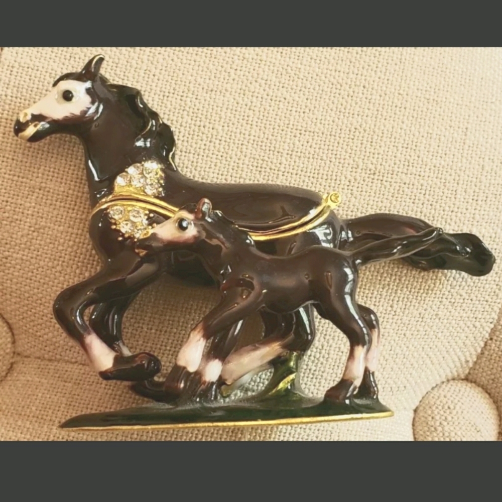 Pet - Horse & Baby, Mare & Foal Trinket Box